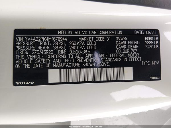 2021 VOLVO XC90 T6 MOMENTUM 7 PASSENGER
