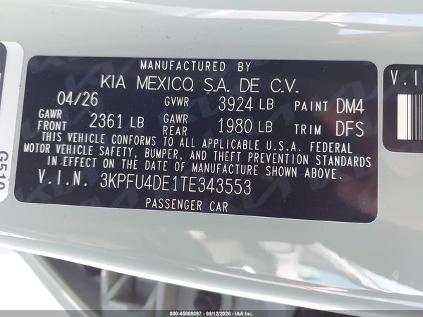 2026 KIA K4 EX