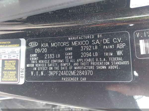 2021 KIA FORTE LXS