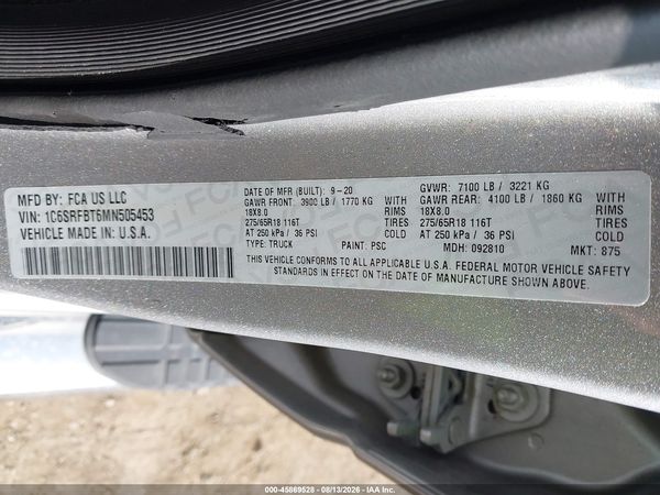 2021 RAM 1500 BIG HORN  4X4 6'4 BOX