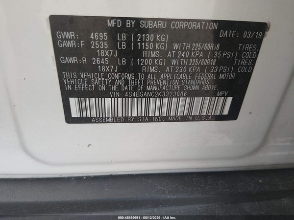 2019 SUBARU OUTBACK 2.5I LIMITED