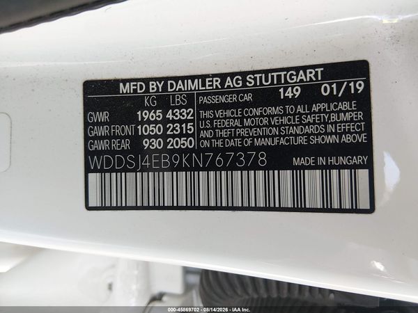 2019 MERCEDES-BENZ CLA 250 CLA250