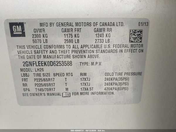 2013 CHEVROLET EQUINOX LT — I9