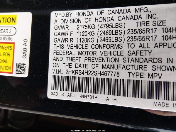 2025 HONDA CR-V LX AWD — I9