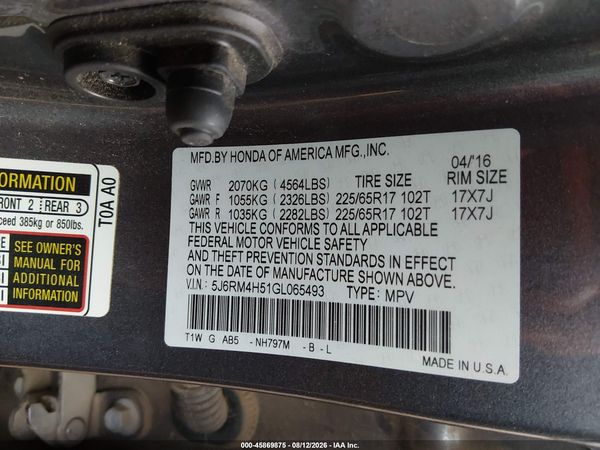 2016 HONDA CR-V EX