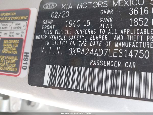 2020 KIA RIO LX