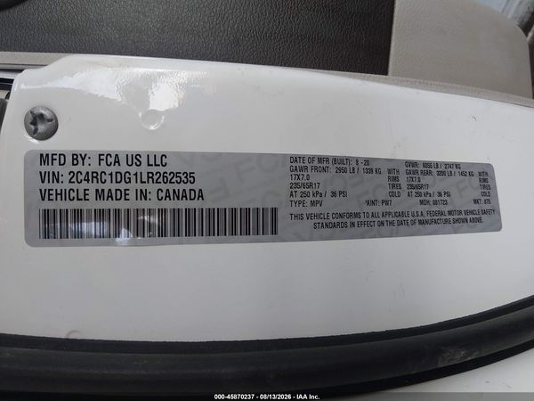 2020 CHRYSLER VOYAGER LXI