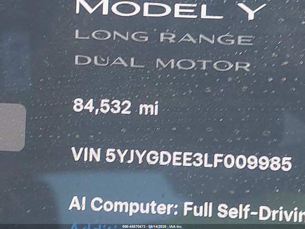 2020 TESLA MODEL Y