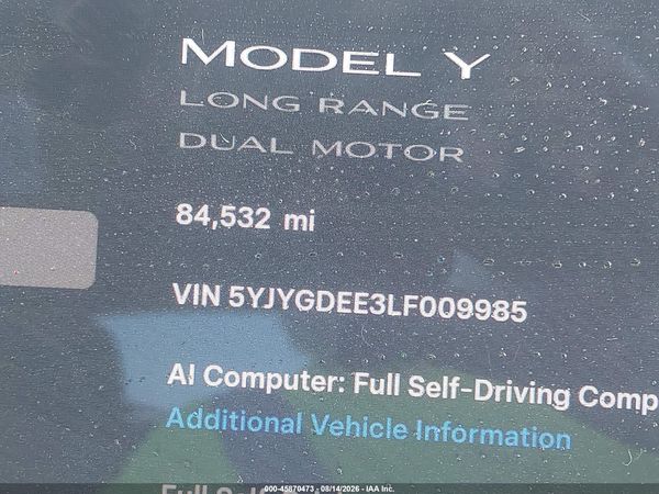 2020 TESLA MODEL Y