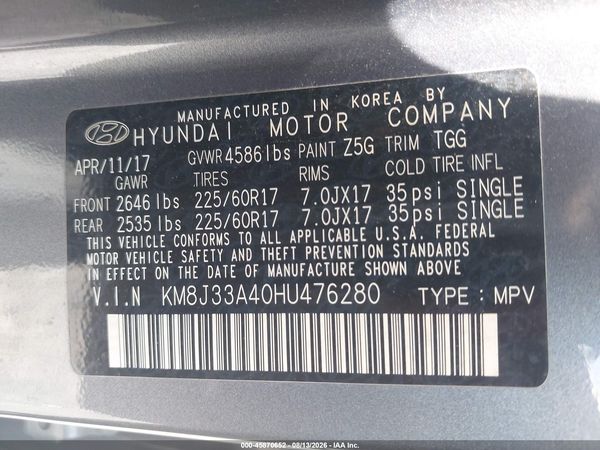 2017 HYUNDAI TUCSON SE — I9