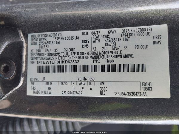 2017 FORD F-150 LARIAT