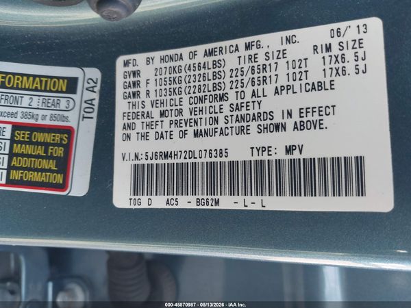 2013 HONDA CR-V EX-L