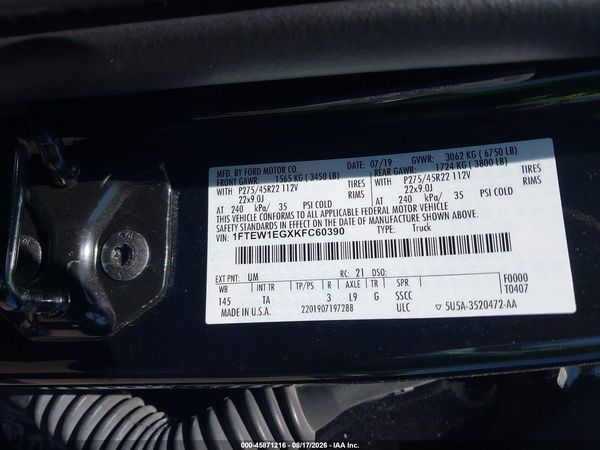 2019 FORD F-150 LIMITED