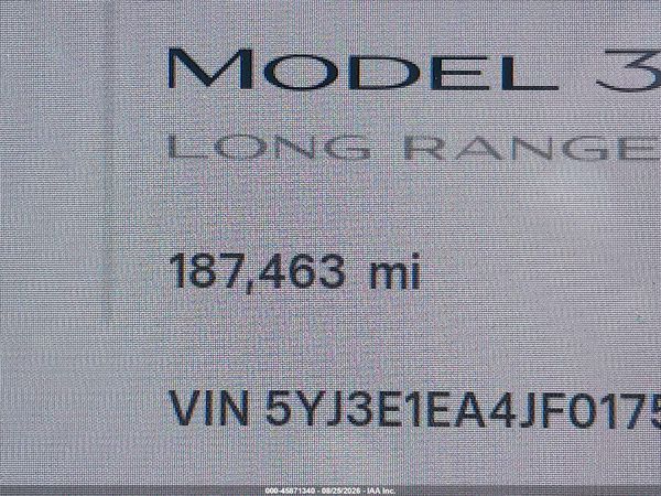 2018 TESLA MODEL 3 LONG RANGE/MID RANGE