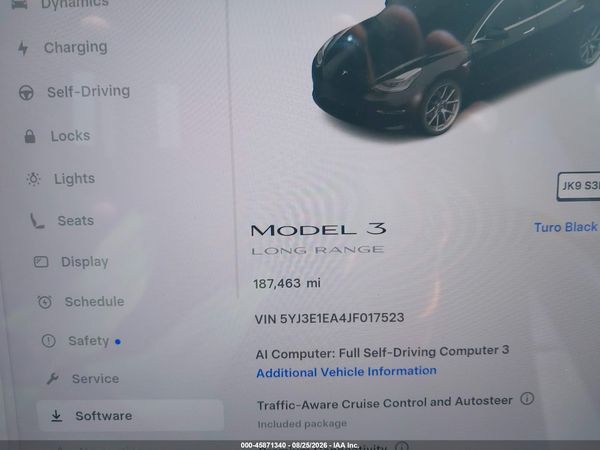 2018 TESLA MODEL 3 LONG RANGE/MID RANGE