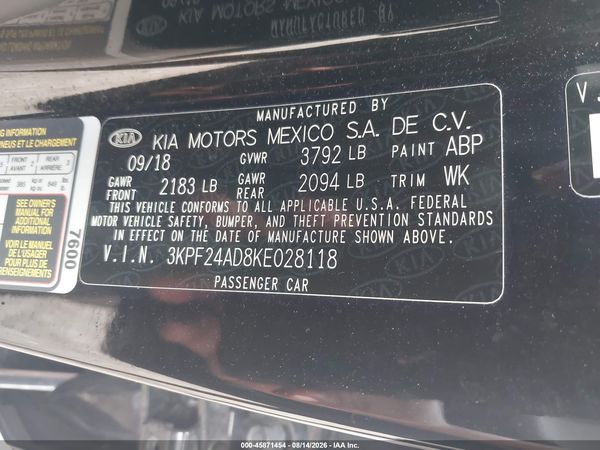 2019 KIA FORTE FE