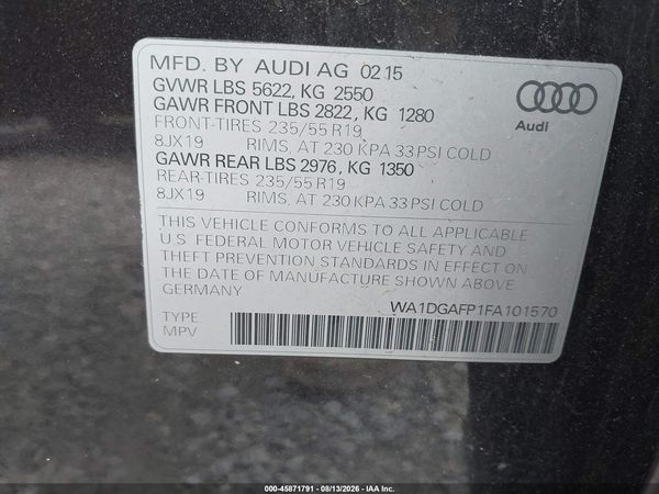 2015 AUDI Q5 3.0T PREMIUM PLUS