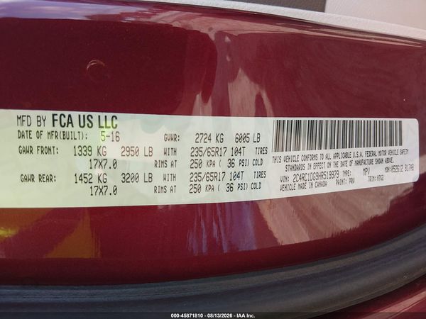 2017 CHRYSLER PACIFICA TOURING