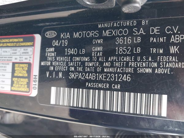 2019 KIA RIO LX
