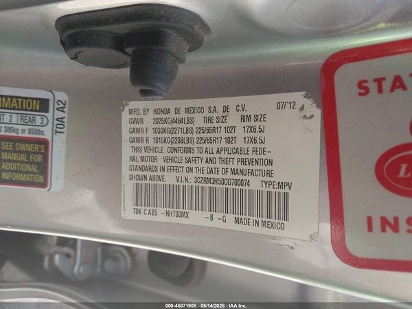 2012 HONDA CR-V EX