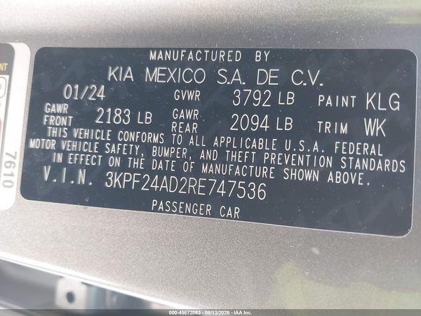 2024 KIA FORTE LXS
