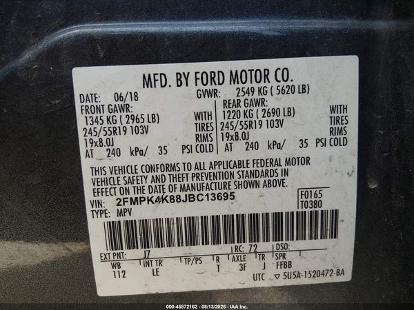 2018 FORD EDGE TITANIUM — I9