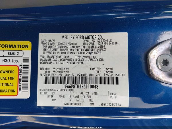 2024 FORD MUSTANG ECOBOOST FASTBACK