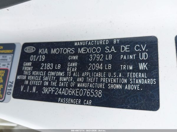 2019 KIA FORTE LXS