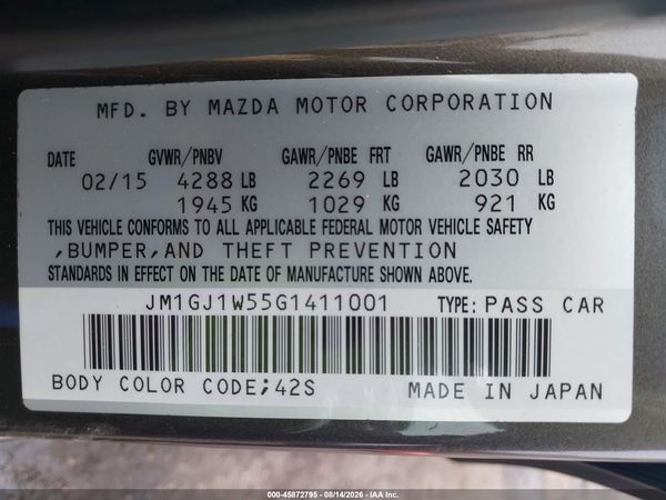 2016 MAZDA MAZDA6 I GRAND TOURING