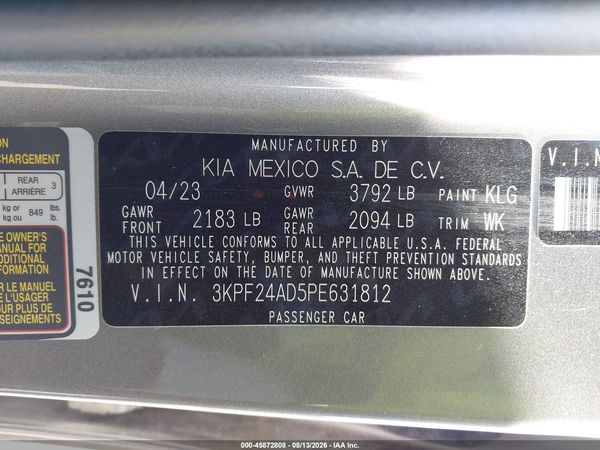 2023 KIA FORTE LXS
