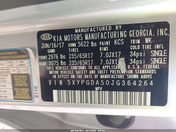 2018 KIA SORENTO 3.3L LX