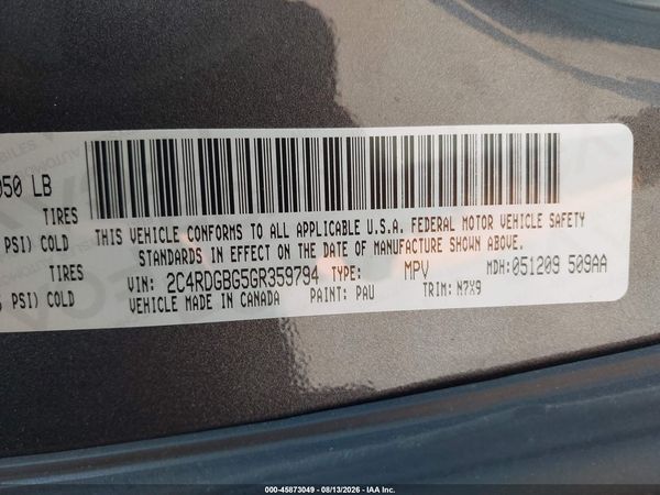 2016 DODGE GRAND CARAVAN SE PLUS — I9