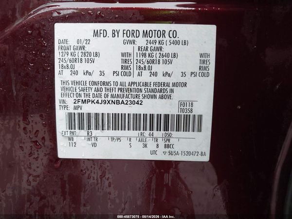 2022 FORD EDGE SEL — I9