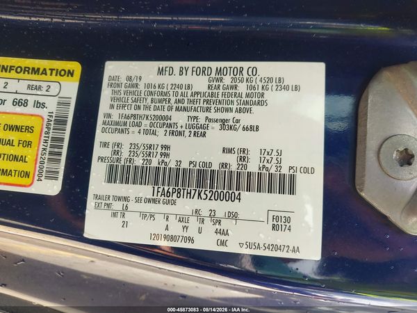 2019 FORD MUSTANG ECOBOOST