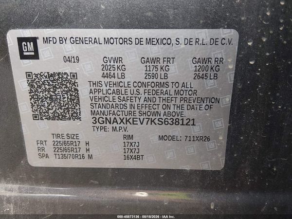 2019 CHEVROLET EQUINOX LT — I9