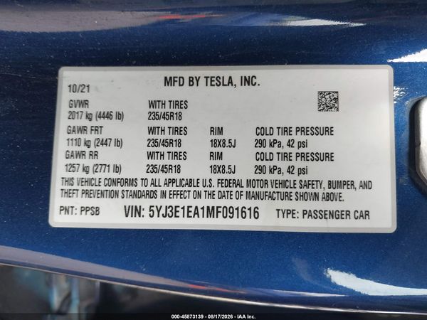 2021 TESLA MODEL 3