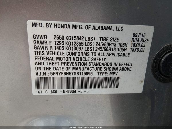 2016 HONDA PILOT EX-L