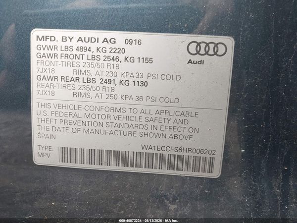 2017 AUDI Q3 2.0T PREMIUM