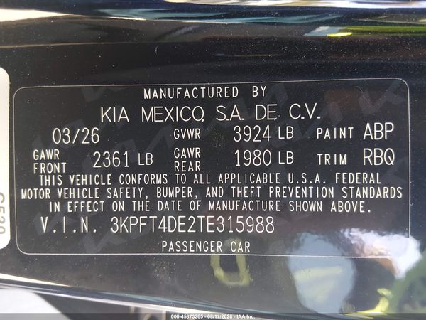 2026 KIA K4 LX