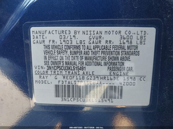 2019 NISSAN KICKS SV