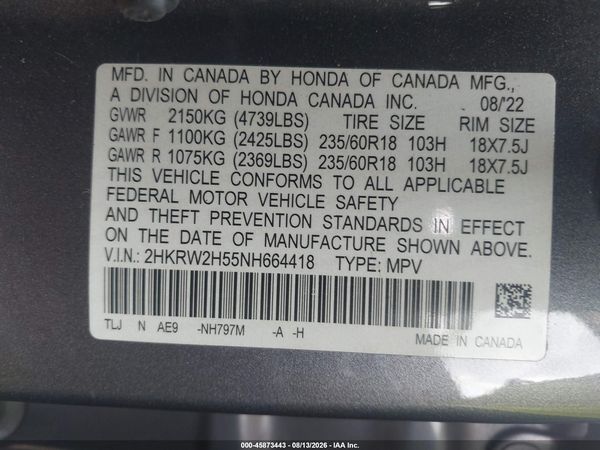 2022 HONDA CR-V AWD EX