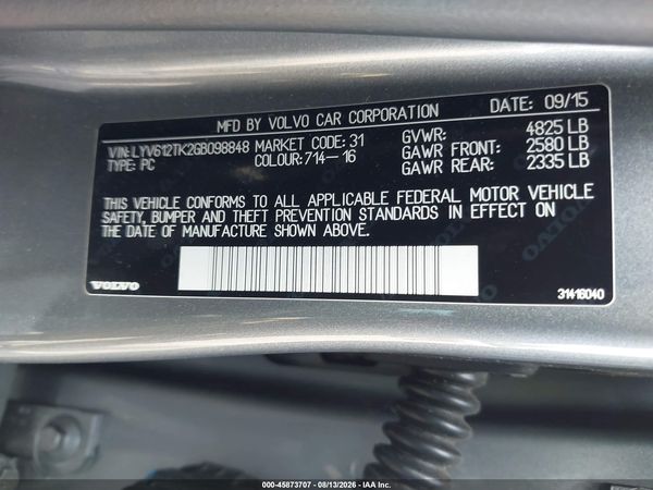 2016 VOLVO S60 INSCRIPTION T5 PREMIER