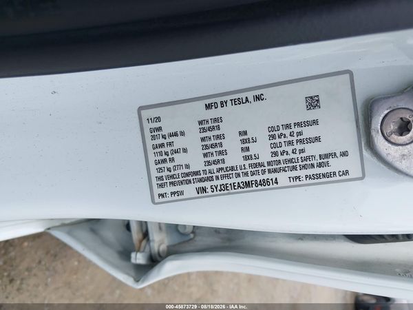 2021 TESLA MODEL 3