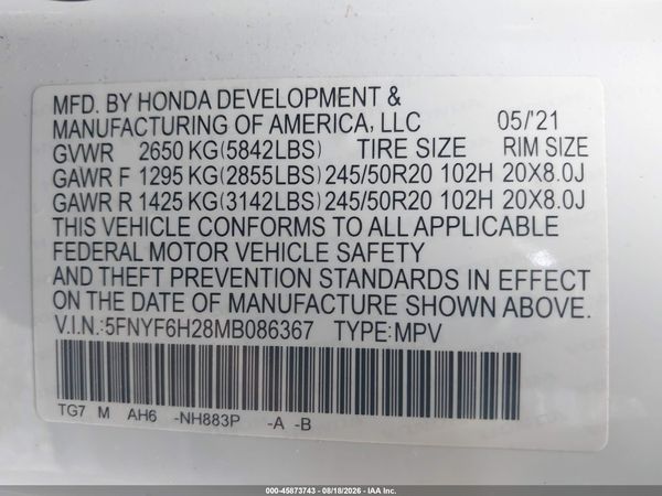 2021 HONDA PILOT AWD SPECIAL EDITION