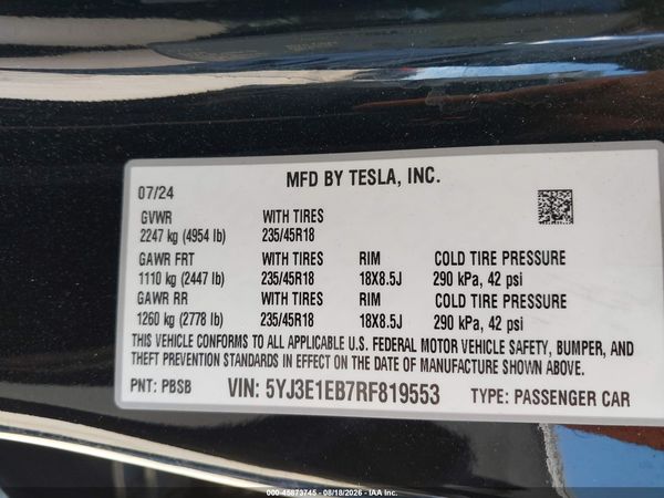 2024 TESLA MODEL 3