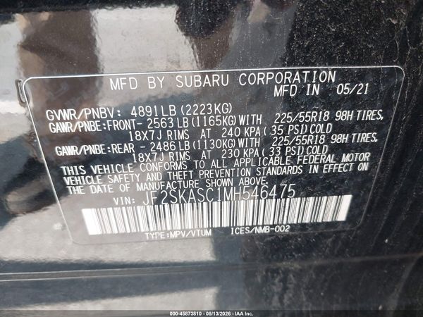 2021 SUBARU FORESTER LIMITED — I9