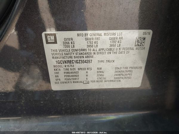 2016 CHEVROLET SILVERADO 1500 LT — I9