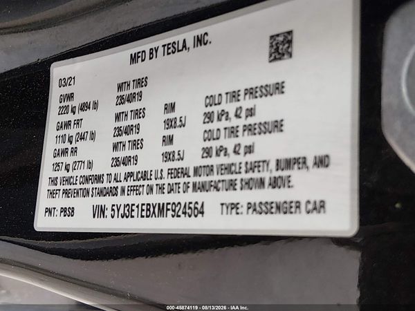 2021 TESLA MODEL 3