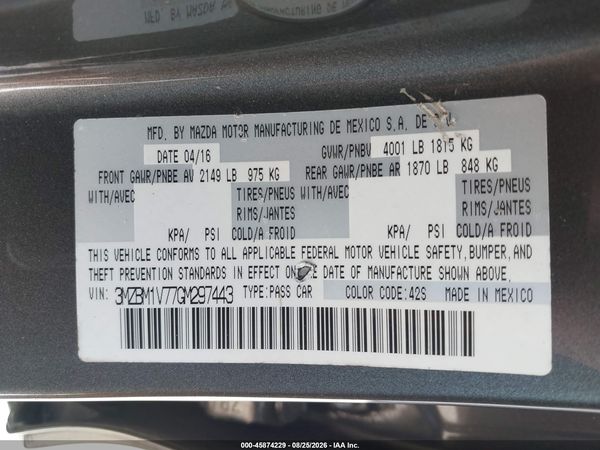 2016 MAZDA MAZDA3 I TOURING