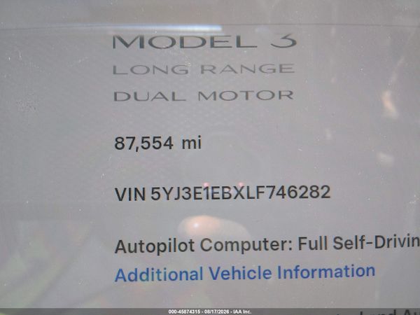2020 TESLA MODEL 3